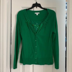 NY&C green sweater cami set with green sequins